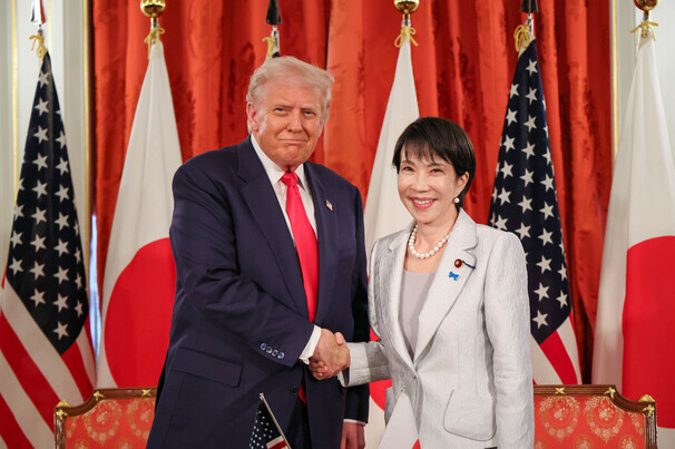 US president Donald Trump and Japan's prime minister Sanae Takaichi 