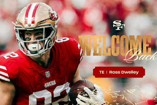 49ers Sign TE Ross Dwelley to One-Year Deal