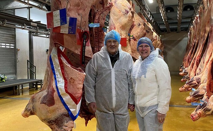 Ron Stainthorpe and Janice Trott with their winning carcase