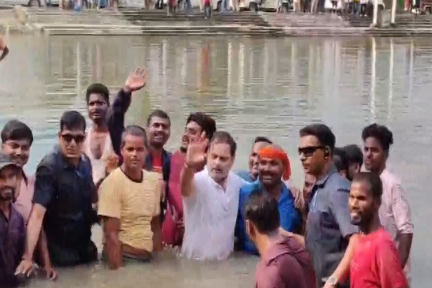 Bihar polls: Rahul Gandhi goes fishing in Begusarai pond; at rally takes 'Yoga asana' dig at PM Modi
