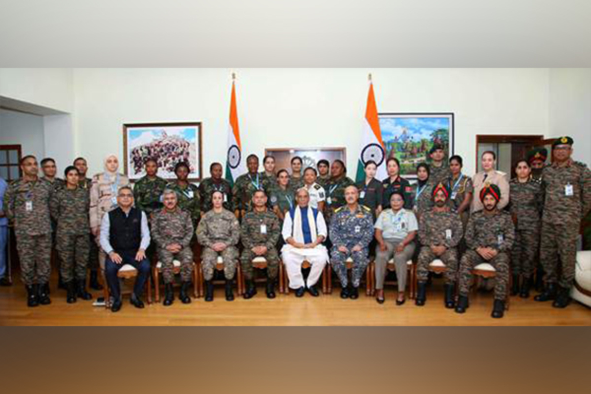 Defence Minister interacts with global women peacekeepers participating in UN Women Military Officers Course 2025
