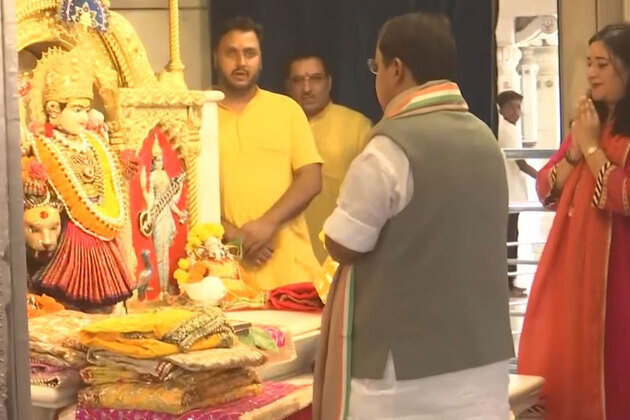 BJP President Nitin Nabin offers prayers at Jhandewalan Mandir to mark PM Modi's 12-year milestone