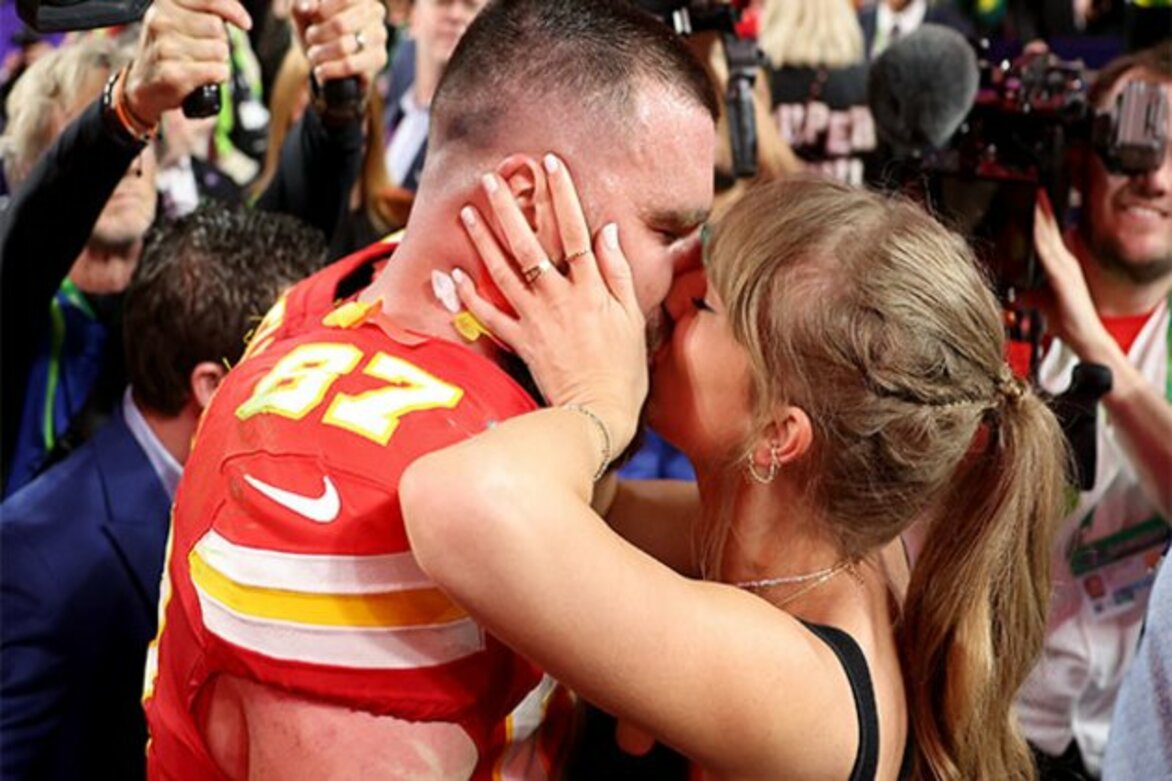 Taylor Swift kisses boyfriend Travis Kelce as Kansas City Chiefs win Super Bowl 2024