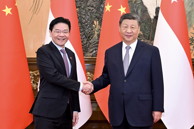 CHINA-BEIJING-XI JINPING-SINGAPOREAN PM-MEETING (CN)