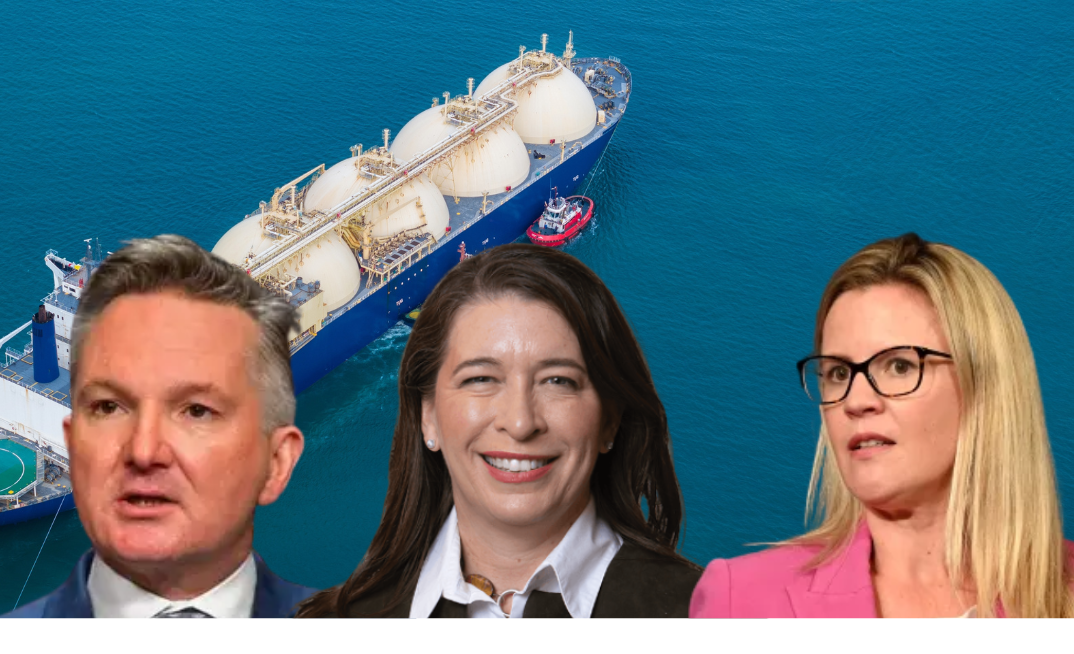 Labor unveils long-awaited gas reservation policy days before Christmas. Pictured: Energy Minister Chris Bowen, Coalition resources shadow minister Susan McDonald and Australian Energy Producers CEO Samantha McCulloch.