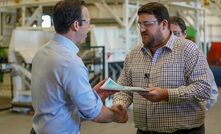 Matt Canavan (left) receiving the Resources 2030 Taskforce report from Andrew Cripps.