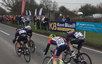 Sprint finish in cycle race thriller