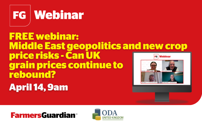 Sign up for our FREE webinar: Middle East geopolitics and new crop price risks - Can UK grain prices continue to rebound?