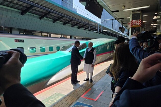 Japan's PM travels with PM Modi in bullet train from Tokyo to Sendai