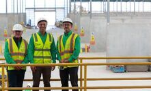 Richard Dovison (L), Adrian Capogreco and Andrew Duperouzel at Nutrien Ag Solutions’ new West Coast Bulk Fertiliser Facility. 