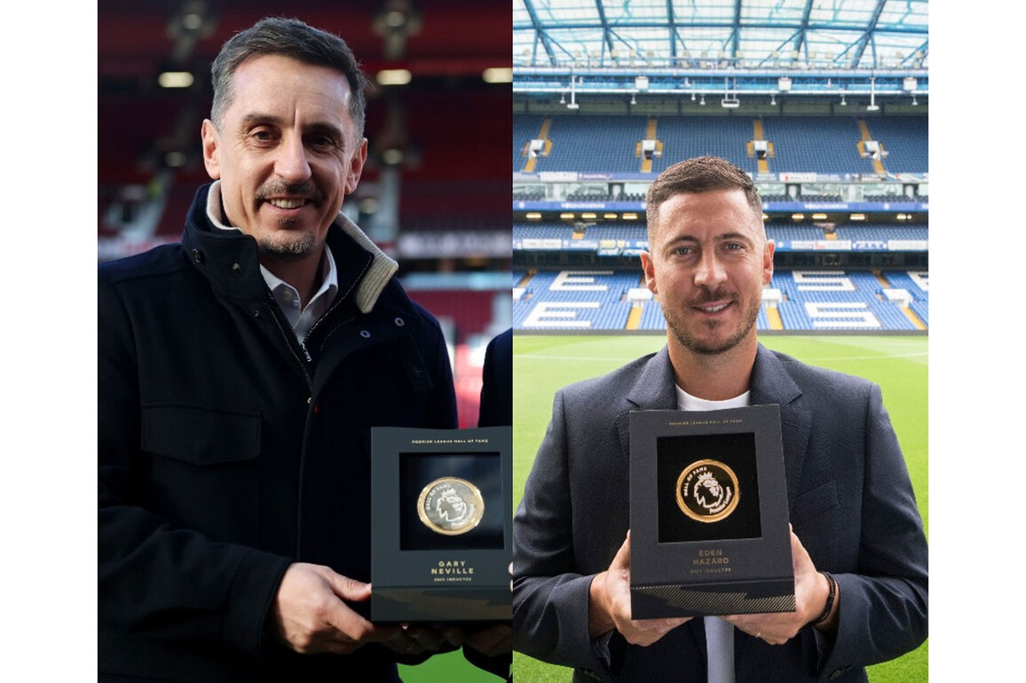 Gary Neville, Eden Hazard inducted into Premier League Hall of Fame