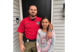 Conn. officer returns to work after 9-year-old daughter saved his life