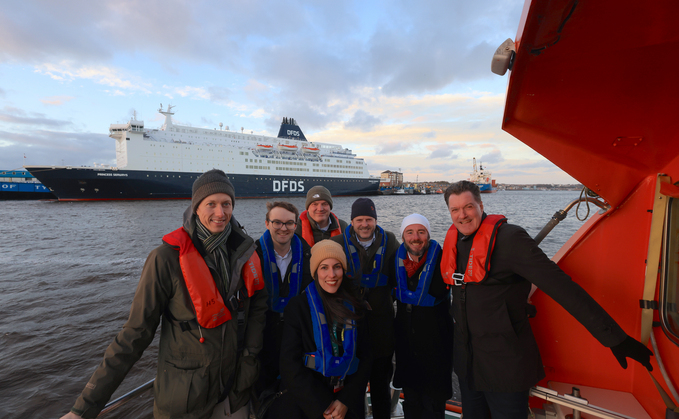 Tim Scarbrough and Matthew Moss from Ricardo; Alexander Coesel and Florian Vreeburg from KVSA; Declan Walsh from DFDS; Peter van de Meerakker from the Port of Ijmuiden; and Eleni Bougioukou from the Port of Tyne / Credit: Port of Tyne