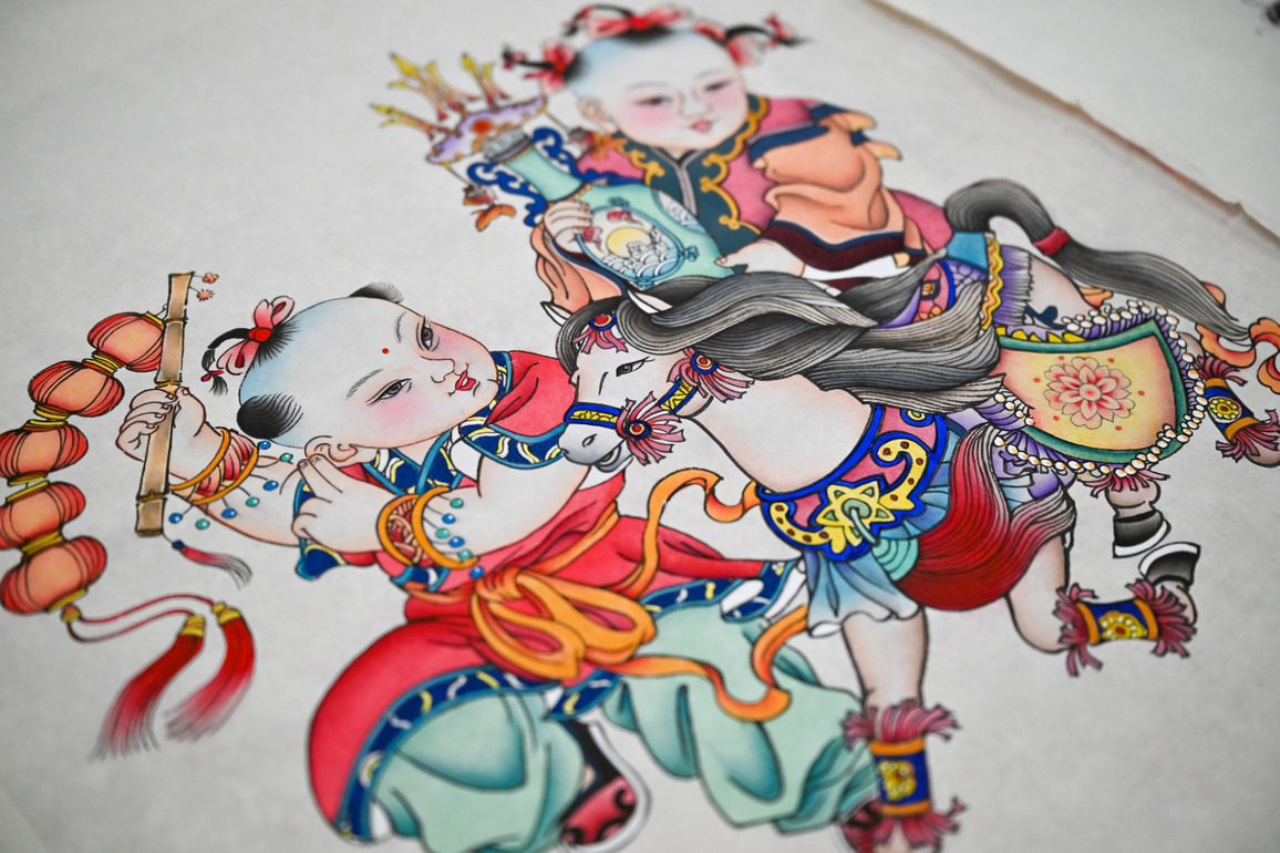 Culture | Horse-themed Yangliuqing paintings designed in celebration of Chinese New Year