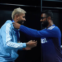 Hardik Pandya gets 'Impact Player of the Match' medal following win over Oman