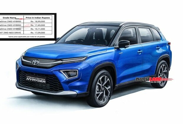 Toyota HyRyder SUV Launch Price Rs 15 L To 19 L - Hybrid Variants