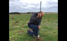  Department of Primary Industries and Regional Development officer Paul Sanford taking paddock samples in Western Australia. Picture courtesy DPIRD.  