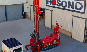 Reverse circulation drill rig with solar powered command trailer at the Rosond head office in Midrand 