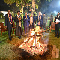 South African and Grenadian delegates celebrate Lohri with LS Speaker Om Birla