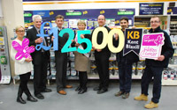 Kent Blaxill presents £12,500 cheque to CLIC Sargent