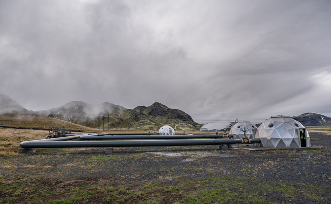 The geodesic domes at the Hellisheidi power plant where CO2 mixed with water is injected underground  |Sigurður Ólafur Sigurðsson