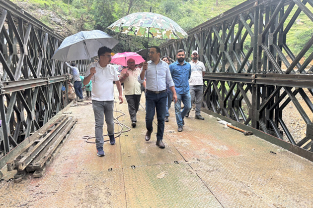 Uttarkashi DM inspects ongoing reconstruction works after sudden floods in Uttarakhand