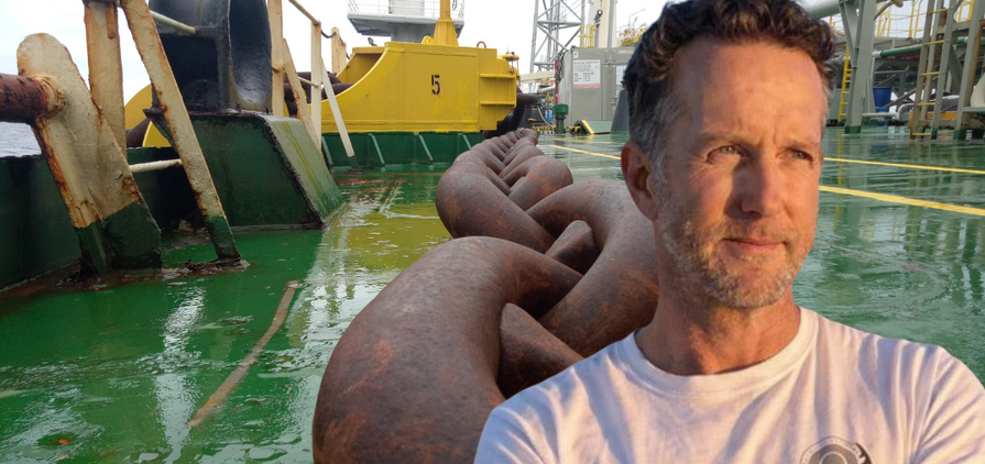 Woodside is seeking approval to leave hundreds of tonnes of offshore anchors and chains on the seabed, prompting criticism over greener alternatives. Pictured: Australian Marine Conservation Society CEO Paul Gamblin. Image illustrative only and not a Woodside operation.
