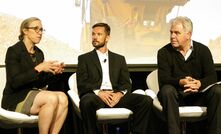 Michelle Ash (left), Jonathan Bell and Allan Trench at Future of Mining Australia 2019.