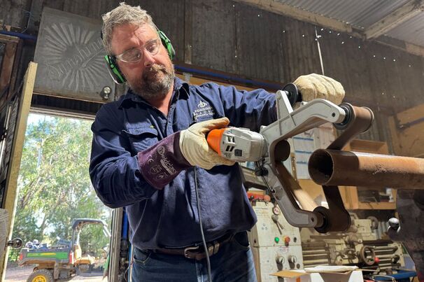 Kondinin Group engineer, Josh Giumelli, tries out a few angle grinder accessories.