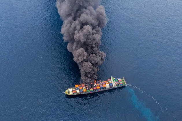 Indian Coast Guard continues firefighting ops on MV WAN HAI 503 despite adverse sea conditions
