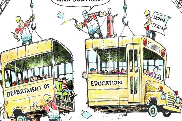 Editorial cartoon- Dave Granlund on Education Department cuts