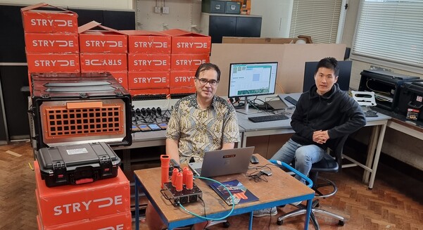 Professor Nicholas Rawlinson and Dr Chuan Lu, of Cambridge University with their recently pur-chased STRYDE nodal systems