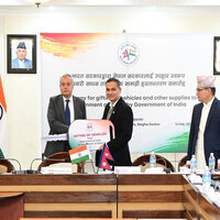 India hands over 3rd tranche of election-related assistance to Nepal; including over 220 pickups, 50 trucks for the Nepali Army