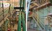 Left: Void between scaffold and pipe support structure. Right: Fall location and height.