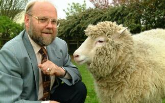 Professor Sir Ian Wilmut with Dolly the sheep, the first mammal to be cloned from an adult cell (University of Edinburgh)