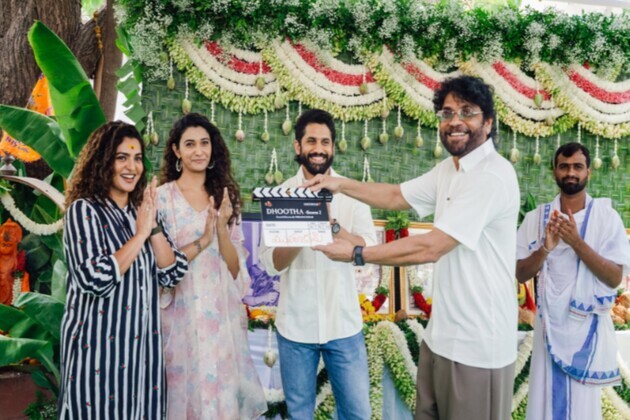 Naga Chaitanya starts shooting of Dhootha Season 2, Nagarjuna attends puja ceremony