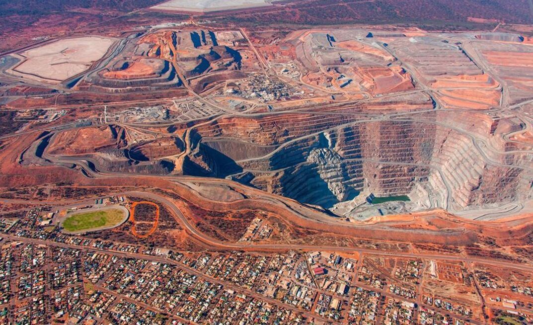 An aerial view of Kalgoorlie's iconic Super Pit