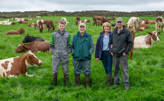 L to R: Herdsmen Josh Neville and Mick Taylor with Julie and James Hole.