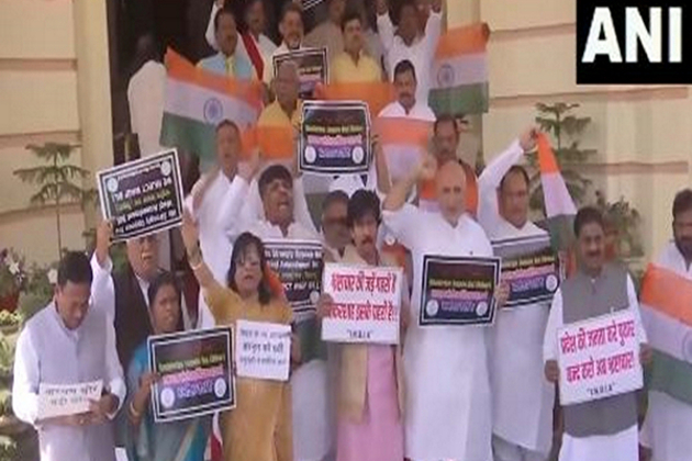 Bihar: Opposition parties protest outside Bihar Assembly over Waqf Bill and revised quota inclusion