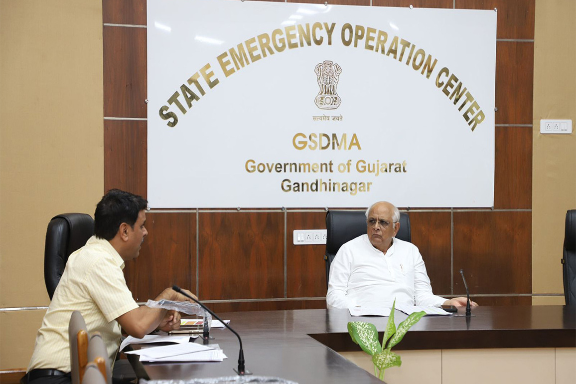 Gujarat CM makes 'surprise' visit to State Emergency Control Room amid heavy rainfall