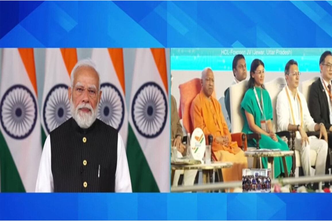 PM Modi performs groundbreaking ceremony for HCL-Foxconn project, says UP to become major centre for India's semiconductor system