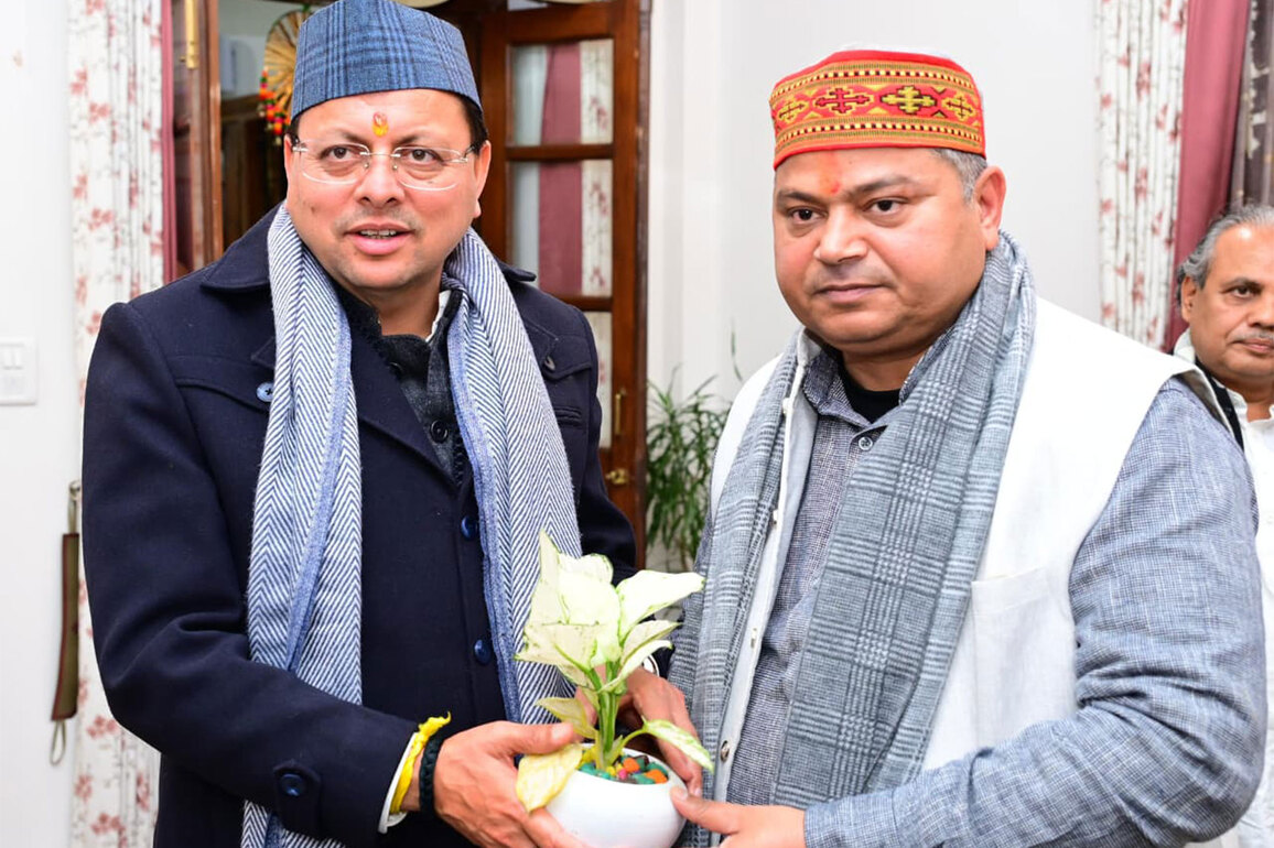 Union Minister Raj Bhushan Choudhary meets Uttarakhand CM Dhami in Dehradun