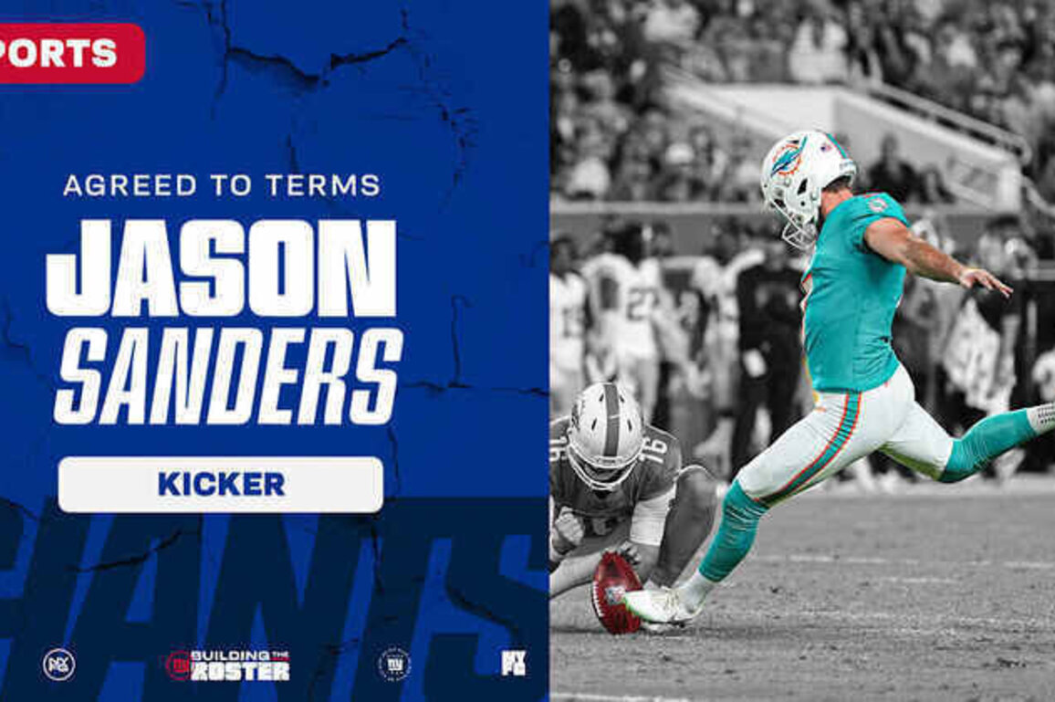 Giants agree to terms with K Jason Sanders, pending physical