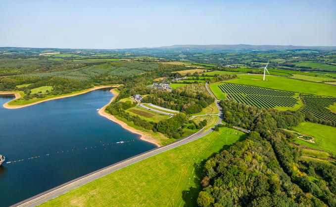 Roadford Reservoir and Solar Farm in Devon