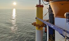 Van Oord's offshore installation vessel Aeolus installing the first monopile foundation at the RWE 1.4 GW Sofia offshore wind farm Credit: Van Oord