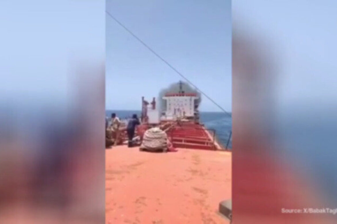 Ship with Indian crew sinking off Oman after being hit by projectile - media