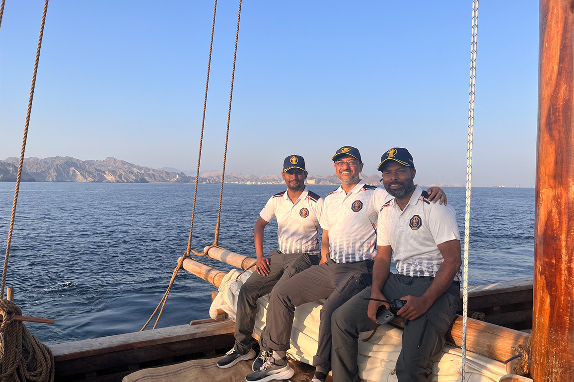 "We did it!!!": Crew of stitched sailing vessel INSV 'Kaundinya' as they sight Muscat after 18 day voyage