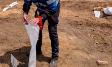 Lotus mining danager Philippus (Flippie) Schoeman prepares for the first blast.