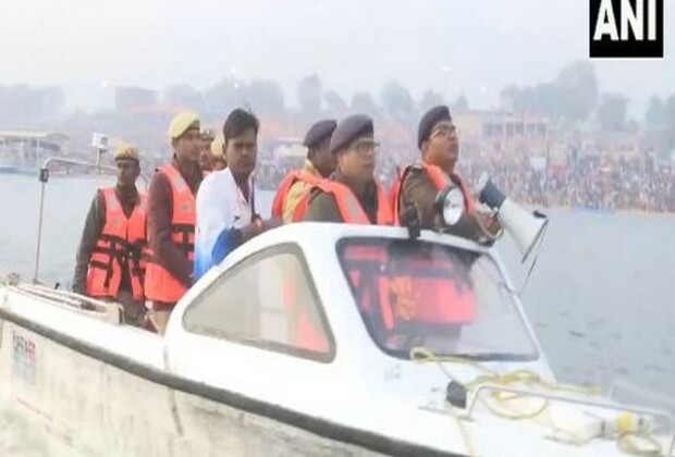 Uttar Pradesh police conduct boat patrols during Maha Kumbh