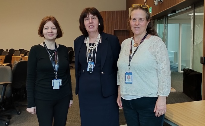 Cllr Sue Williams (centre) with her new Green Party colleagues | Credit: Green Party